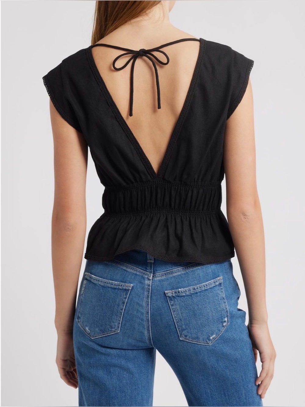 NEW…WAYF Tie-Front Linen Blend Top - Picture 2 of 6